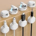 8 Organisateur de cordons - Porte-cords pour kiosque de nuit - Câblodistributeurs - Support de cordon, Organisateur de cordon magnétique, pour bureau, Table de chevet, Chargeur de téléphone, Ordinateur, Maison, Bureau, Voiture