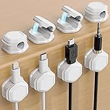 8 Pack Cord Holder - Cord Organizer - Magnetic Cable Clips - Cord Organizer for Desk, Nightstand, Phone Charger, Computer, Home, Office, Car (White) 8pcs White
