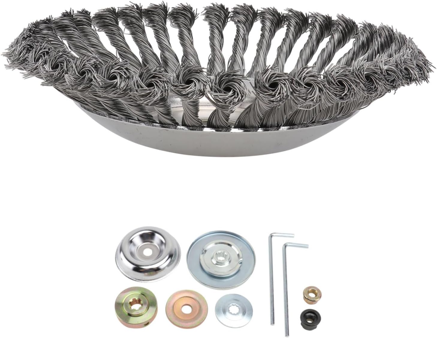 Toyvian 8-Inch Steel Wire Wheel Weeding Trimmer Head 2 Adapter Kits for Lawn Mowers and Outdoor Gardening Tools Sturdy Lawn Care Accessories