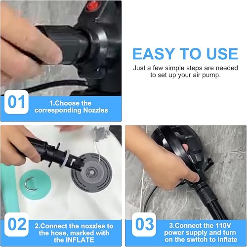 Miniatura 7 de Triclicks Bomba de aire eléctrica para pista de aire inflable, gimnasiapisotumblingyogataekwondoejercicio gimnasio fitness entrenamiento Mat