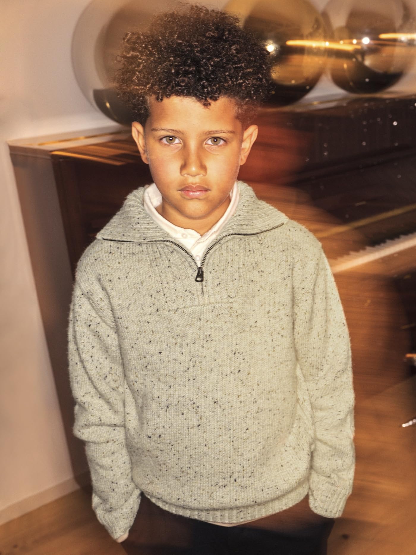 Mayoral «Nukutavake» Jersey Cremallera para niño Topo Tweed