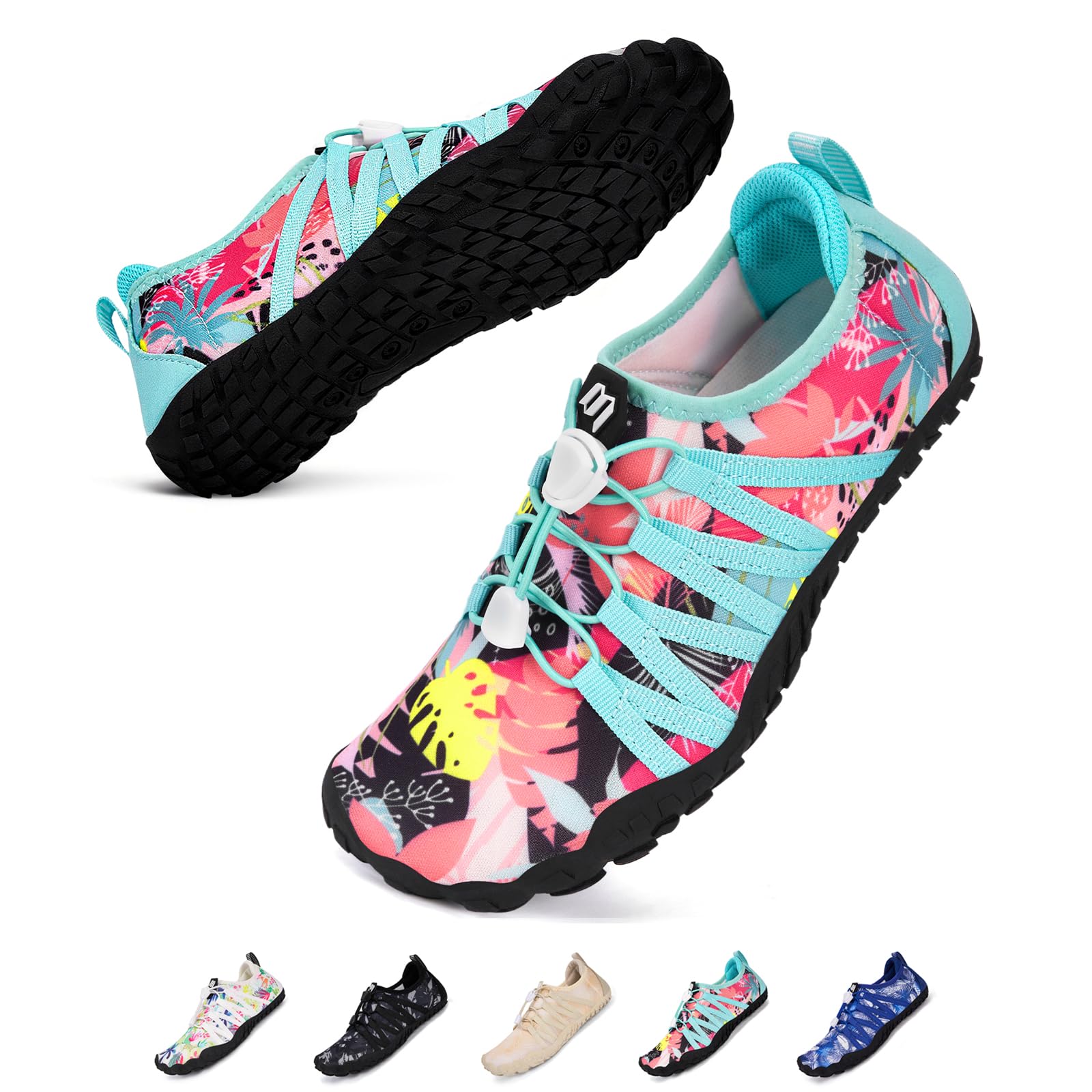 RUYI Unisex Barfußschuhe Damen Herren Traillaufschuhe, Weich Leicht Fitnessschuhe mit rutschfest Sohle & Breiter Zehenbox, Schnell Trocknend Badeschuhe
