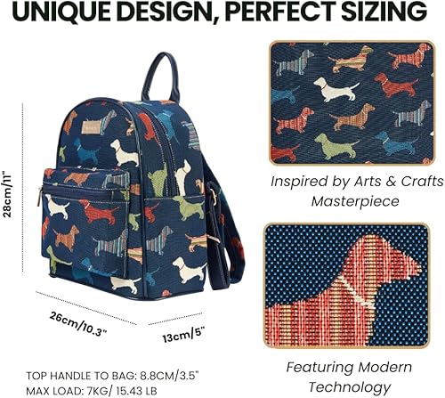 Miniatura 3 de Signare Mochila tipo tapiz, mochila casual para mujer, Perro salchicha
