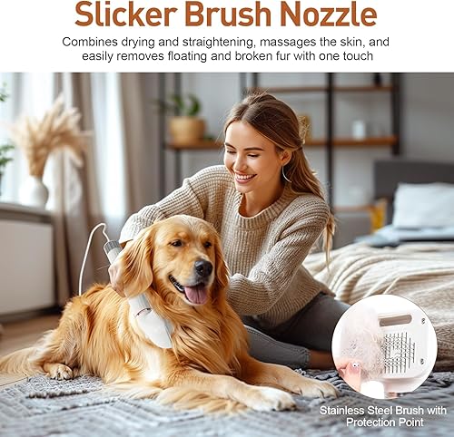 Miniatura 4 de Discala Secador de perros, kit de secado de pelo para perros con cepillo deslizante para mascotas, secador de pelo de alta velocidad para perros