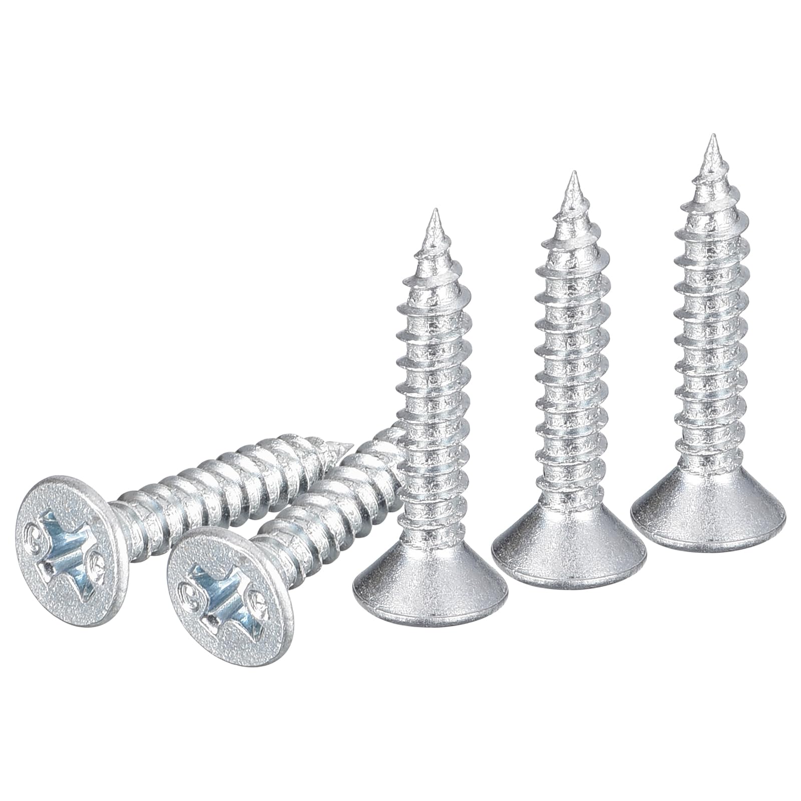 DTGN 100Pcs #6x3/4" Flat Head Wood Screws, Carbon Steel Phillips Self Tapping Screws - Good for Woodworking Furniture - Silver