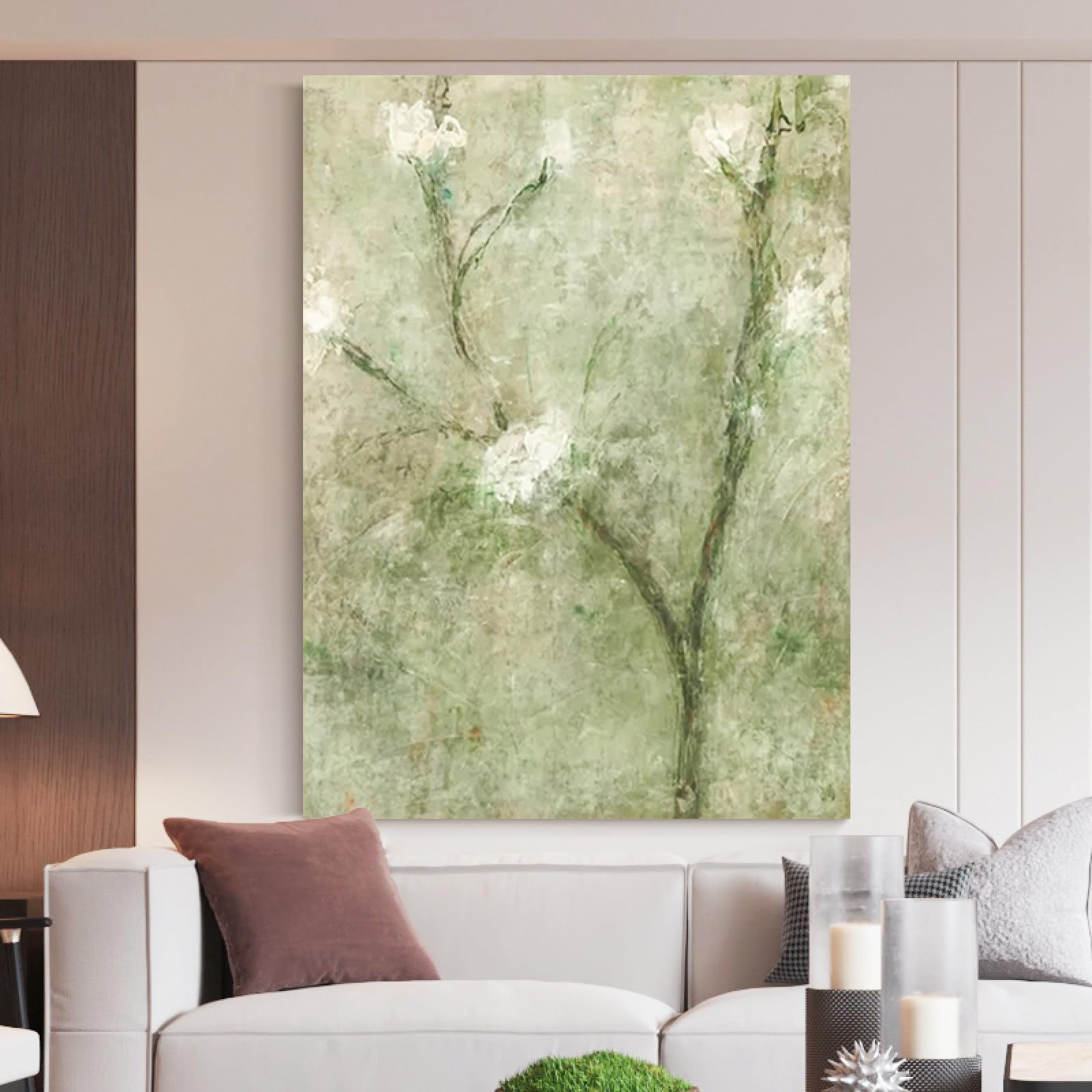 Branches abstraites fleurs tableau grand format pour grand mur vide salon