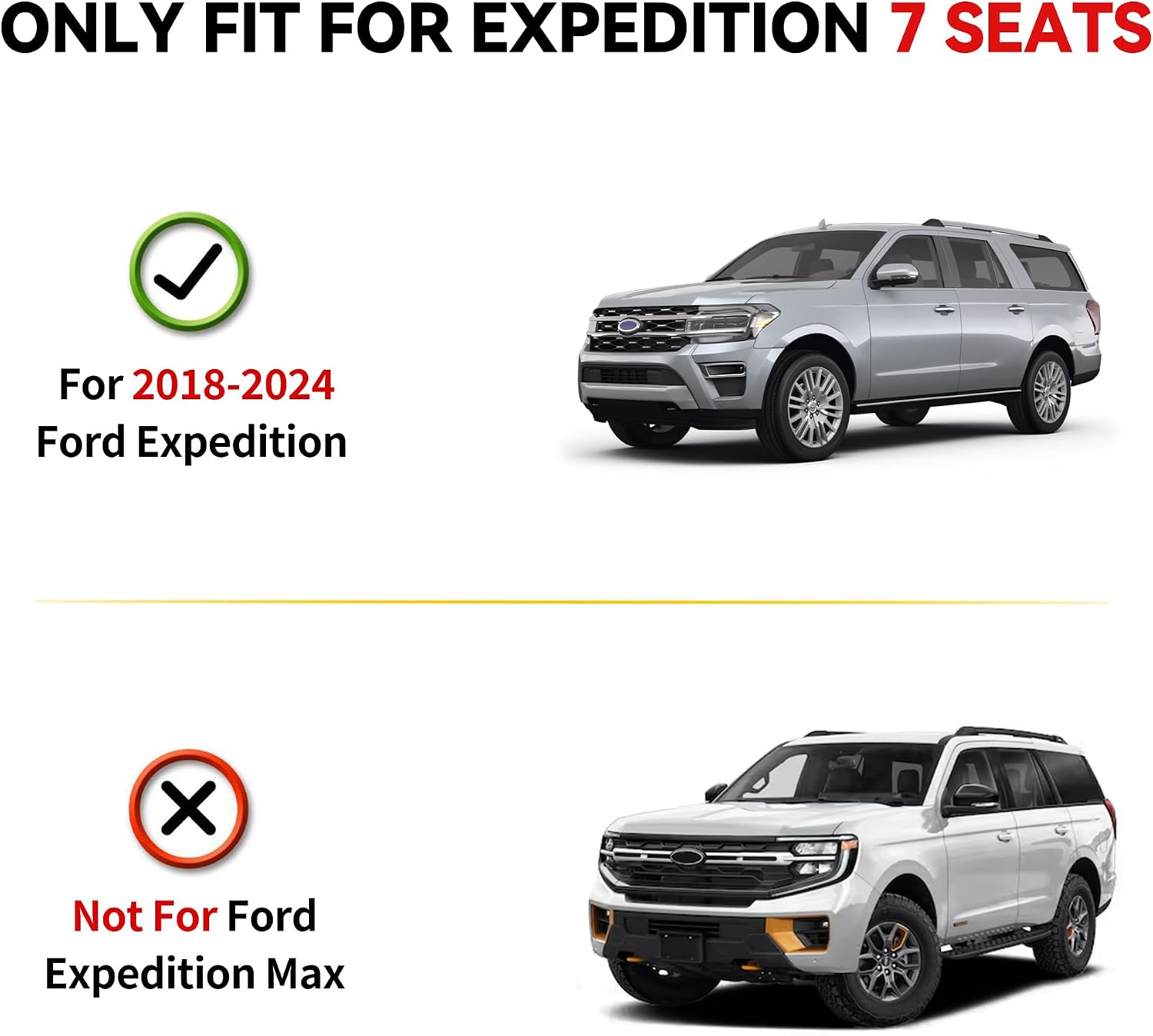 TTX LIGHTING Cargo Liner & 2nd & 3rd Backrest Mat for Ford Expedition 7 Seats (Not for Max) 2018-2024 - Custom Fit Trunk Mat Seat Back Cover for 2nd Row with Bucket Seat All Weather Car Accessories