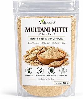 Vedapeutic™ Multani Mitti Fuller's Earth, Natural Face &amp; Skin Care Clay, Deep Cleansing, Oil Control, 250 g