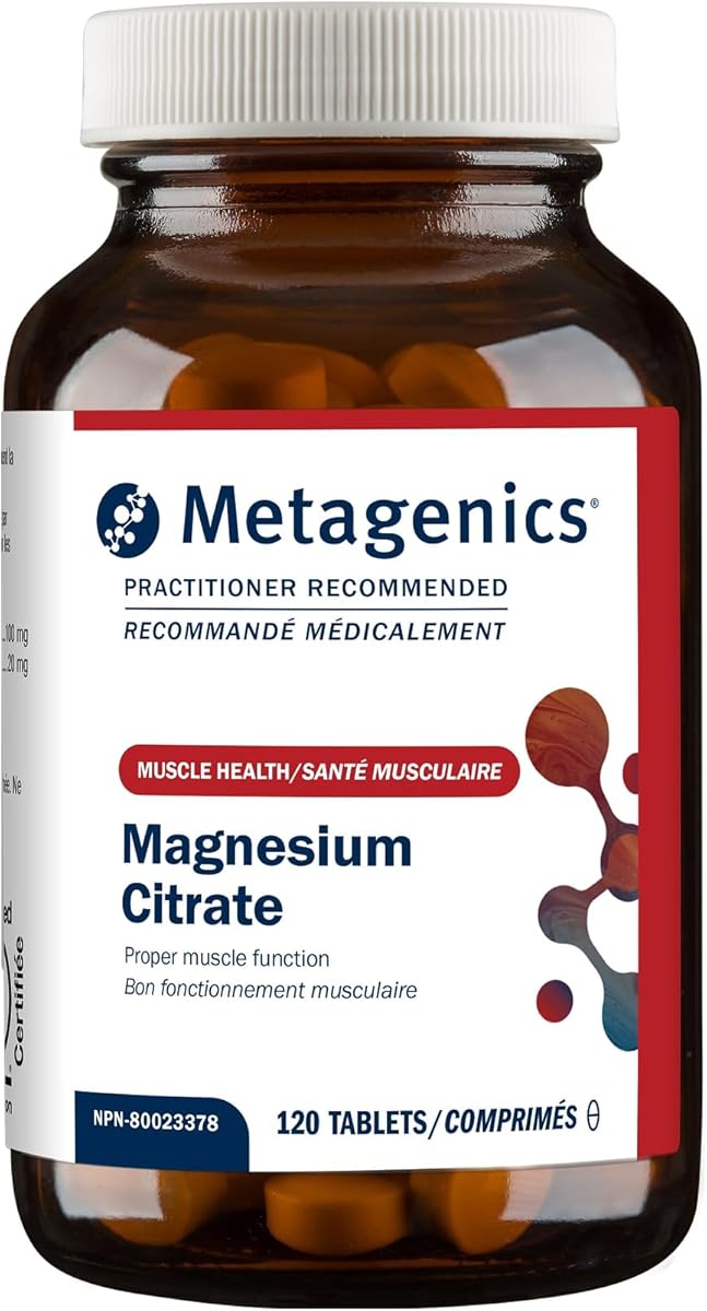 Metagenics Magnesium Citrate - 300 mg Magnesium & 60 mg Calcium Supplement - with Chelated Minerals - Supports Muscle & Bone Health* - Gluten-Free & Vegetarian - 120 Count