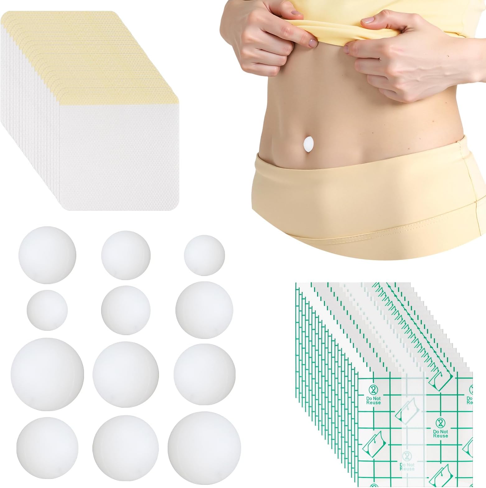 12 Pack Silicone Belly Button Shaper, Belly Button Plug Post Tummy Tuck, Assorted Comfort Sizes for Post Surgery Use, Premium Flexible Material for Tummy Sculpting Support White