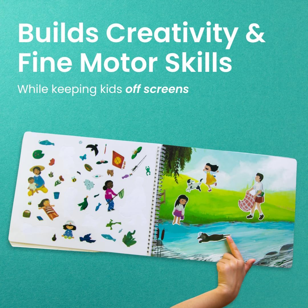 Let's Play Outside 500+ Kids Sticker Book by Cupkin Fun Toddler Travel Activity Coloring and Sticker Book, 12 Coloring Pages + 12 Scenes for Children's of 2-8 Years, Valentines Gifts for Kids - Image 3