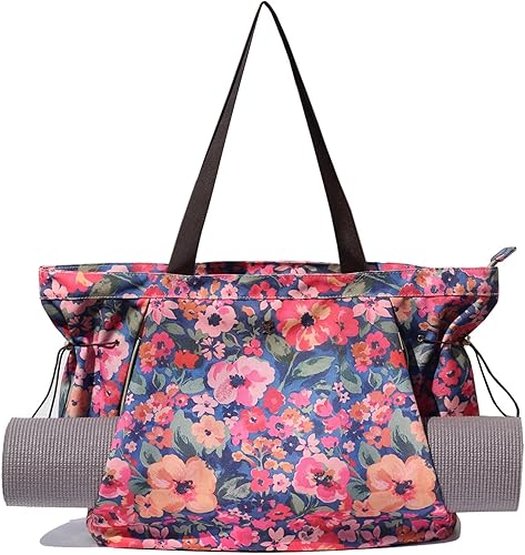 Miniatura 32 de ESVAN Bolsa de yoga para mujer, bolsas de hombro con cordón para oficina, entrenamiento, viajes, transporte, pilates, gimnasio y playa Púrpura