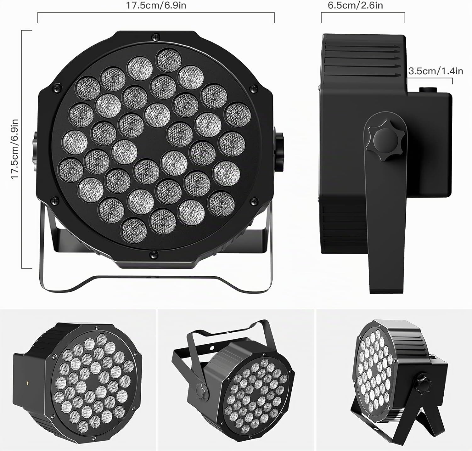 4 Pezzi 36 Par LED Faretto con Borsa, RGB Luce da Palcoscenico DMX512 con Telecomando e Attivato dal Suono, Luci Palco per Party Bar nuziale Banda Halloween