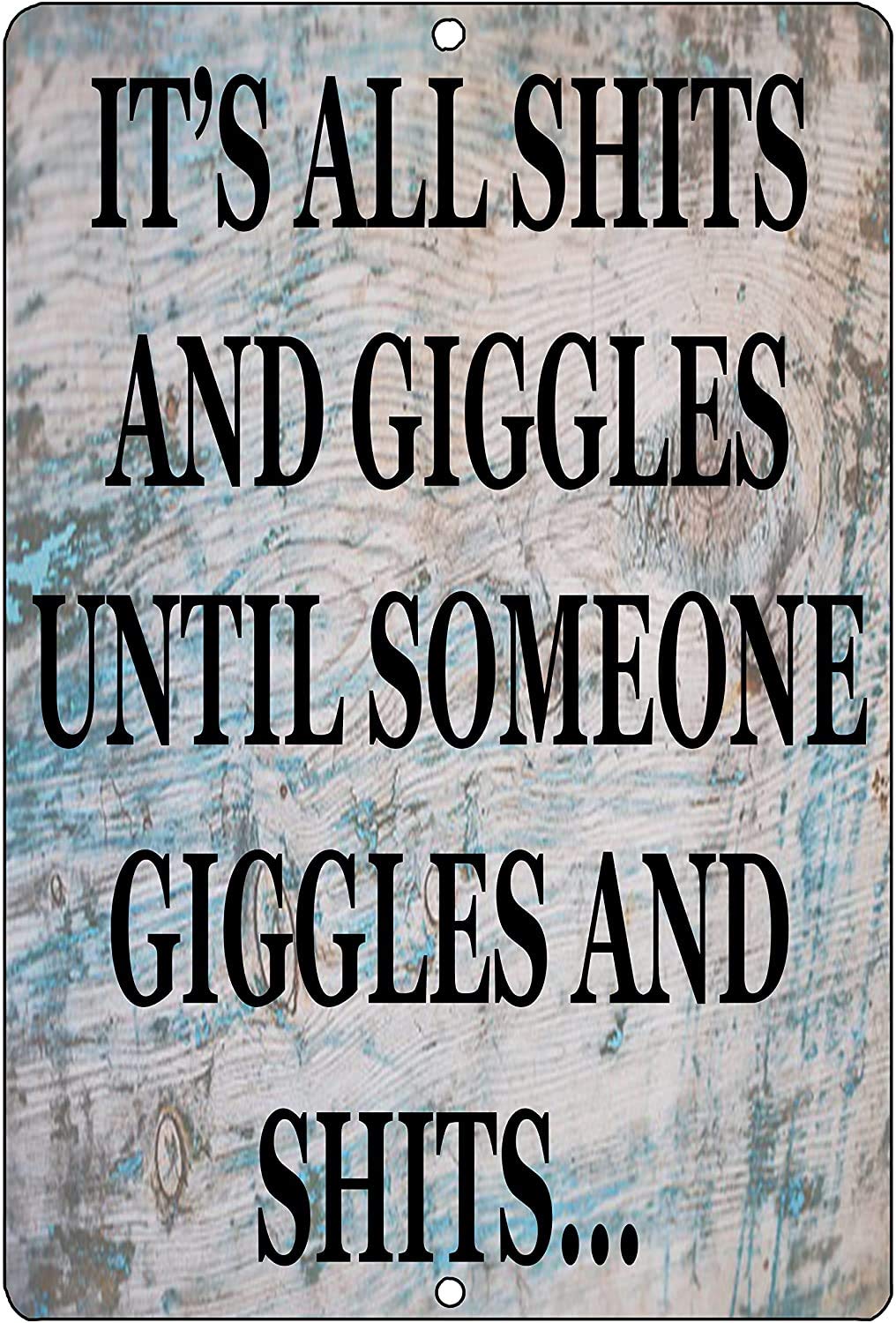 Funny and Giggles Metal Tin Sign Wall Decor Man Cave Bar 8x12 Inch
