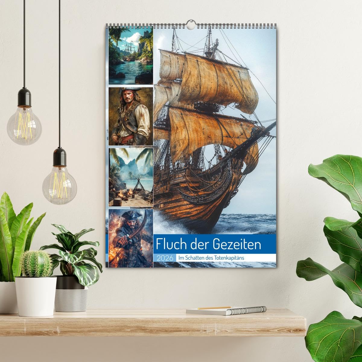 Fluch der Gezeiten (Wandkalender 2026 DIN A2 hoch), CALVENDO Monatskalender: Die Karibik im Zeitalter der Piraten. Rum, Gold und Kanonendonner beherrschen die Meere. (CALVENDO Wissenschaft)