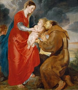 Get Custom Art - Jacques-Louis David, The Virgin Presents the Infant Jesus to Saint Francis - Poster Print, Famous Paintings Wall Art Decor 24x28 inch