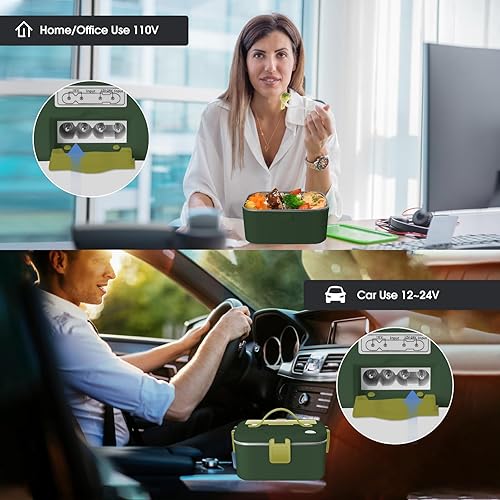Miniatura 5 de Fiambrera eléctrica de 1.8 litros más grande de 80 W, calentador de alimentos de calentamiento rápido para adultos, lonchera de autocalentamiento