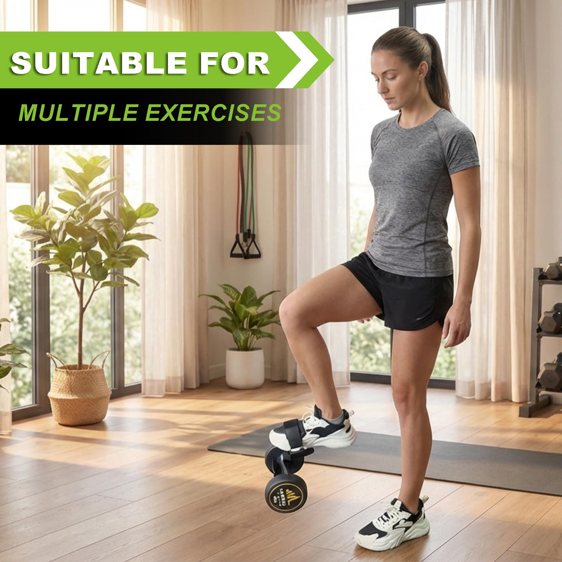 J Bryant Single-Bein-Tibialis-Trainer, Schienbeintrainer für Home-Gym, Halterung für Kurzhanteln mit präziser Passform, Verstellbarer Fußgurt mit Neopren-Polsterung für Unterbeintraining