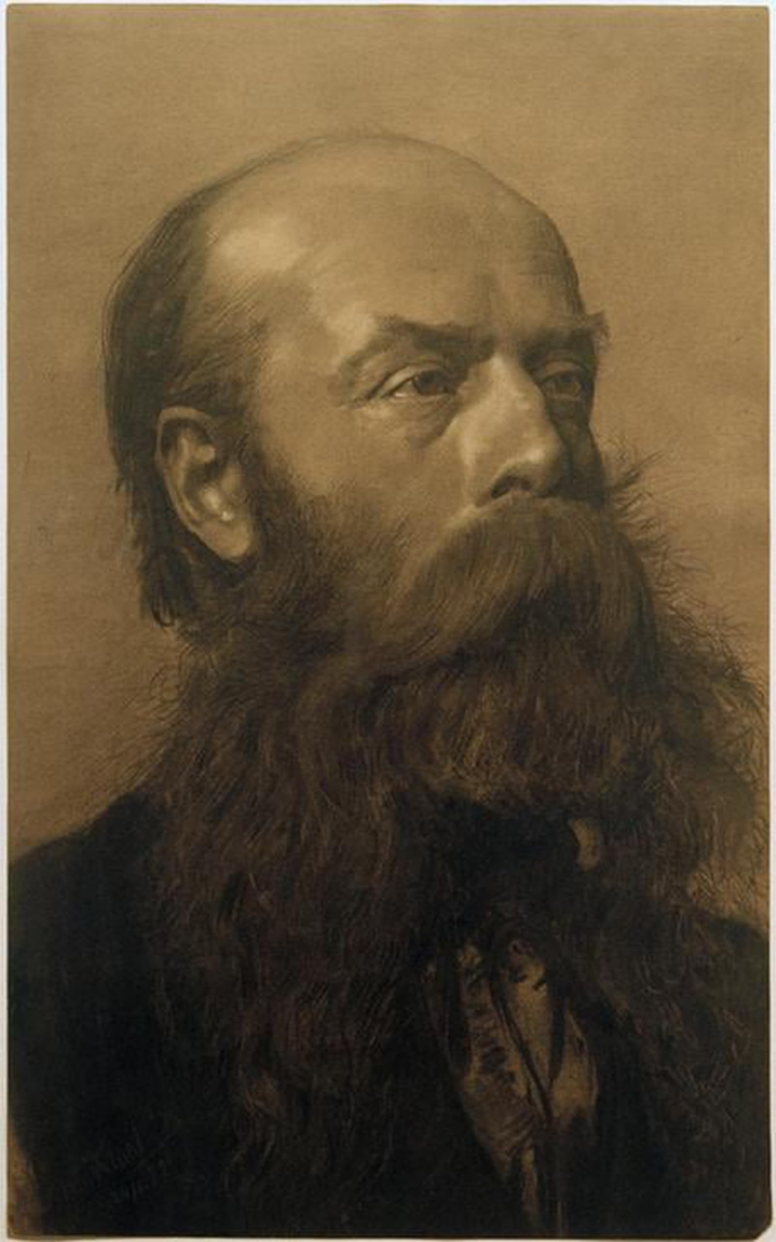 POSTERIIk Famous Animal Posters Vintage Picture Head of a Bearded Man in Three-Quarter Profile to the Right by Gustav Klimt Modern Wall Decor for Home Decor 60x90cm