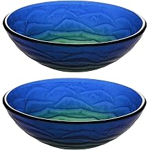 Aquaterior 2 Pack 16.5" Round Bathroom Vessel Sink Tempered Glass Vanity