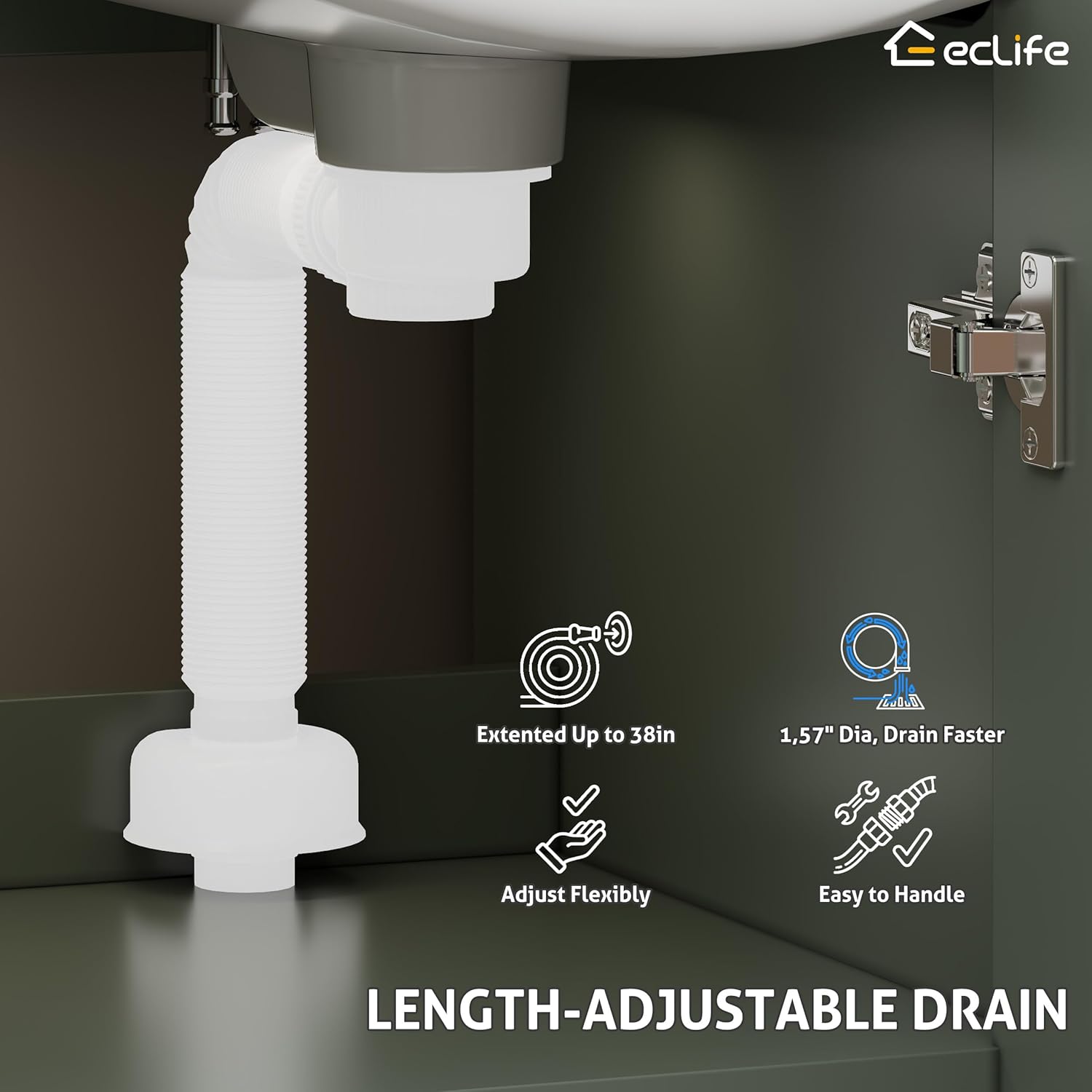 eclife 48" Bathroom Vanities with Sink Combo, Modern Freestanding Painted Bathroom Storage Cabinet w/Undermount Single Black Sink, Include Faucet and Drain, Gray Green