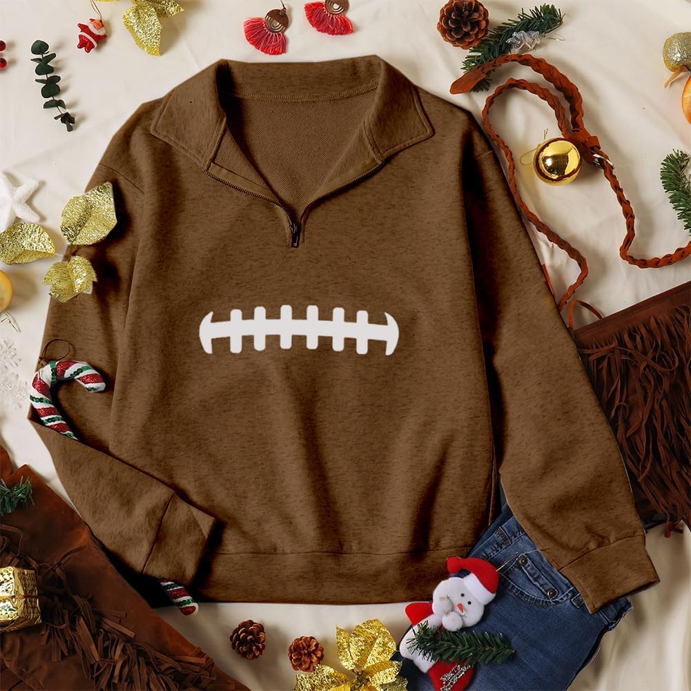 Womens Quarter Zip Shirt, Loose Casual Sweatshirt, 1/4 Zip Pullover Long Sleeve Tops for Women - Image 3