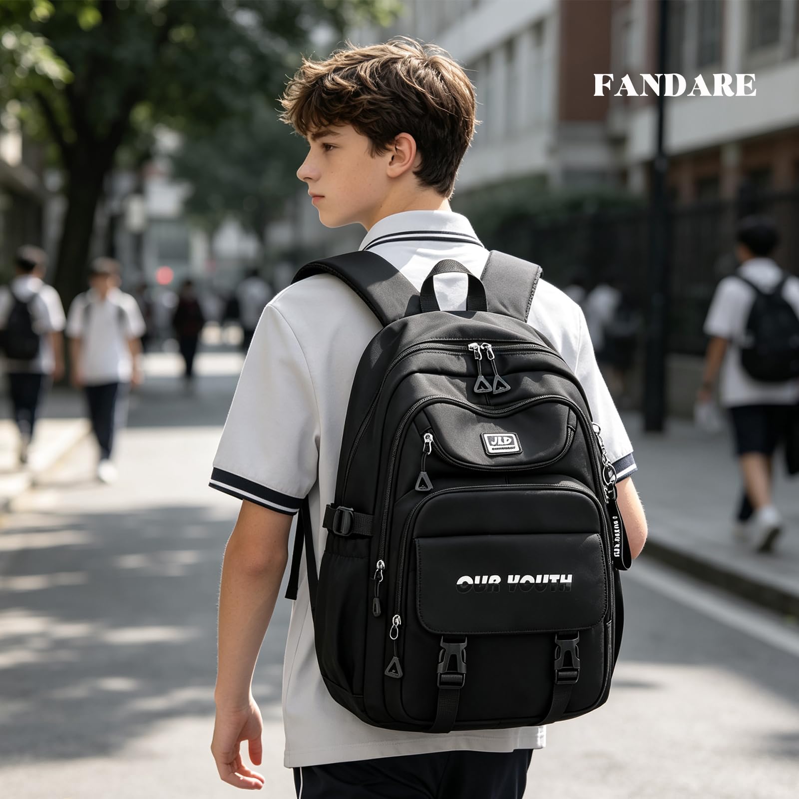 FANDARE Mochilas Infantiles Mochilas Escolares Juveniles Mochilas Escolares Mochilas Tipo Casual para Estudiantes Adultos Adolescentes Niños Niñas Universitarias Viaje Hiking Daypacks Negro