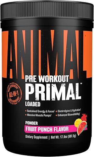 Miniatura 6 de Animal Primal Muscle - Polvo de hidratación y preentrenamiento – Contiene beta alanina, 3DPump, cafeína y electrolitos – Mejora la energía, el