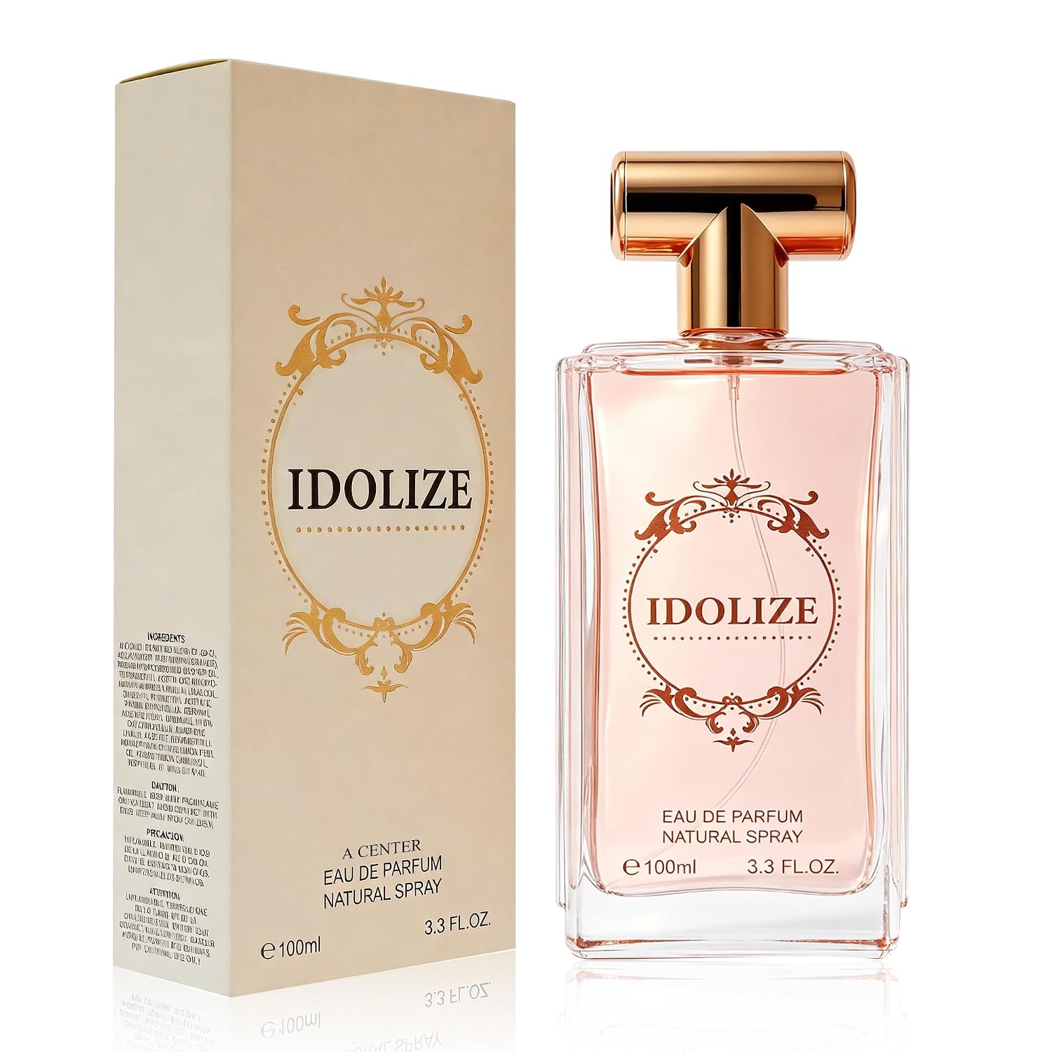 A CENTER Idolize For Women Eau de Parfum 3.3 Fl Oz 100ml | Chypre Floral Fragrance | Pear Bergamot Turkish Rose Jasmine White Musk Patchouli Cologne | Daily Use Perfume Spray Gift