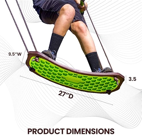 Miniatura 7 de Swurfer Kick Stand Up - Columpio para árbol de surf al aire libre para niños de hasta 150 libras, colgar desde hasta 10 pies de alto, incluye tabla