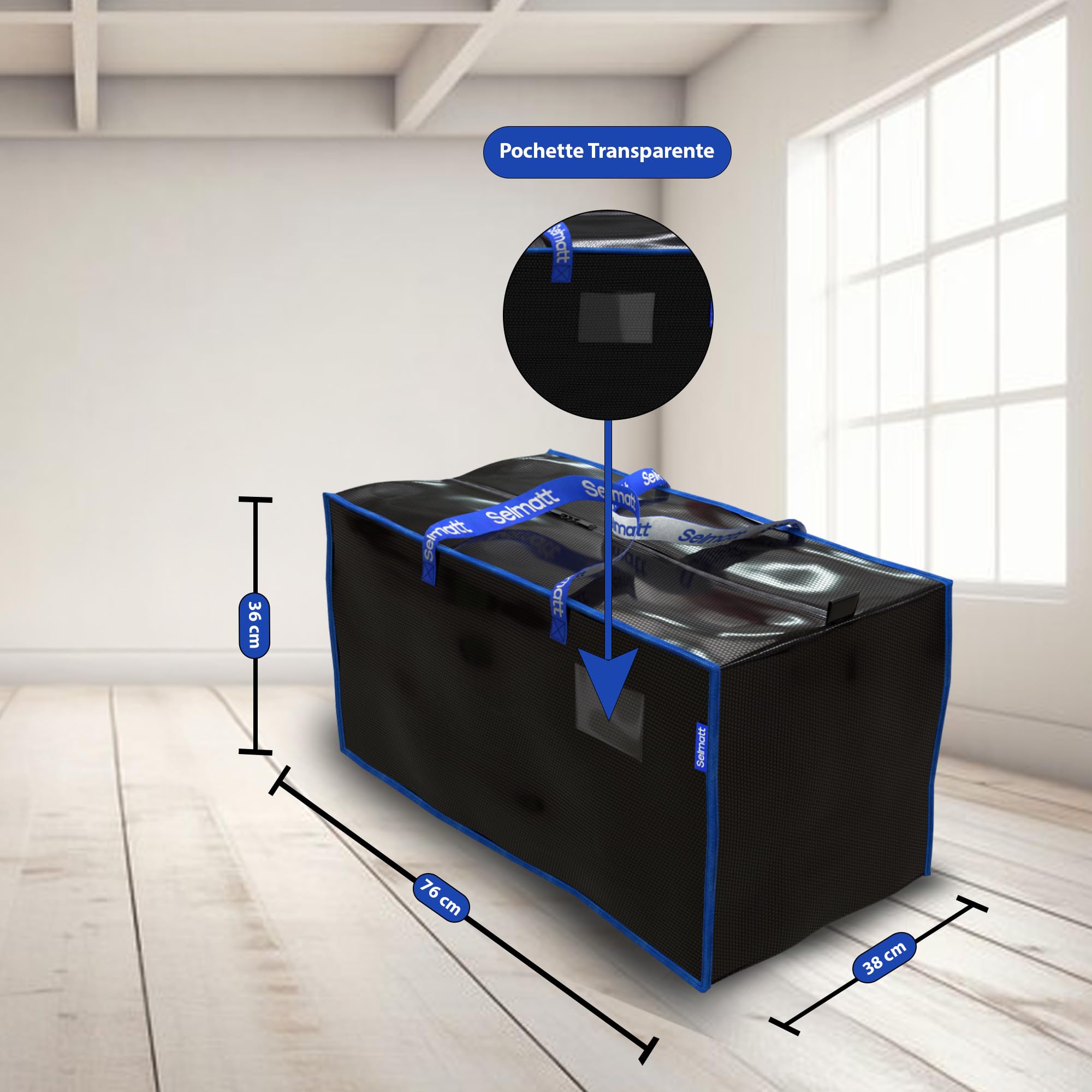 Sacs de déménagement XXL 104L grand format solides et renforcés – rangement vêtements, couettes, jouets – alternative aux cartons – sac de transport robuste (Lot de 5)