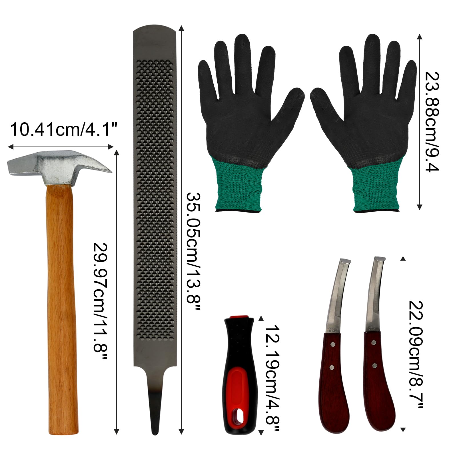 10-TLG Pferd Hufschmied Huftrimm Werkzeug Kit Professionelle Hufschneidezange Hufmesser Hufraspelt Hufzange für Pferde Multifunktions Hufschmied Hufeisenwerkzeug
