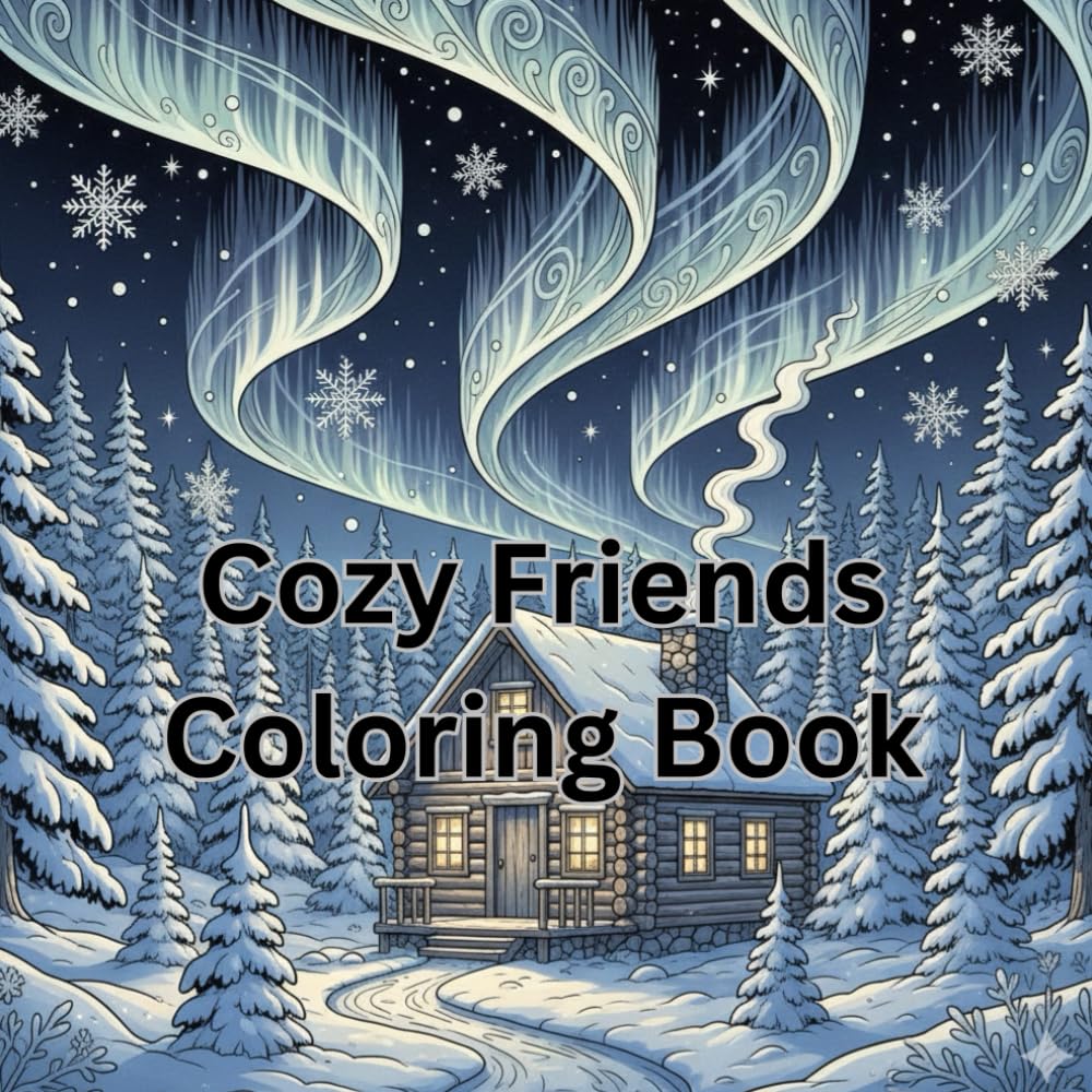 Cozy Winter Coloring Book: Relaxing & Heartwarming Winter Scenes with Snow, Cabins, Animals & Hygge Moments for Stress Relief