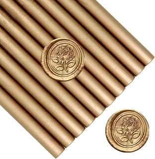 Bronze Wax Sealing Sticks, ONWINPOR 10pcs Glue Gun Wax Seal Sticks for Wax Seal Stamp, Melting Wax Seal Sticks for 0.43'' Glue Gun Wax Sealing Sticks (Antique Gold)