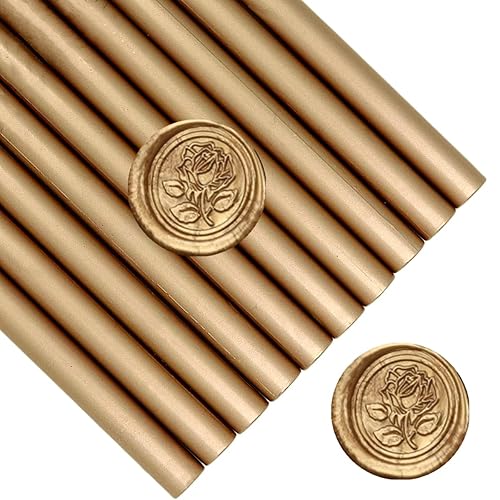 ONWINPOR - Barras de sellado de cera de oro rosa, 10 varillas de sellado de cera para pistola de pegamento para sello de cera, varillas de sellado