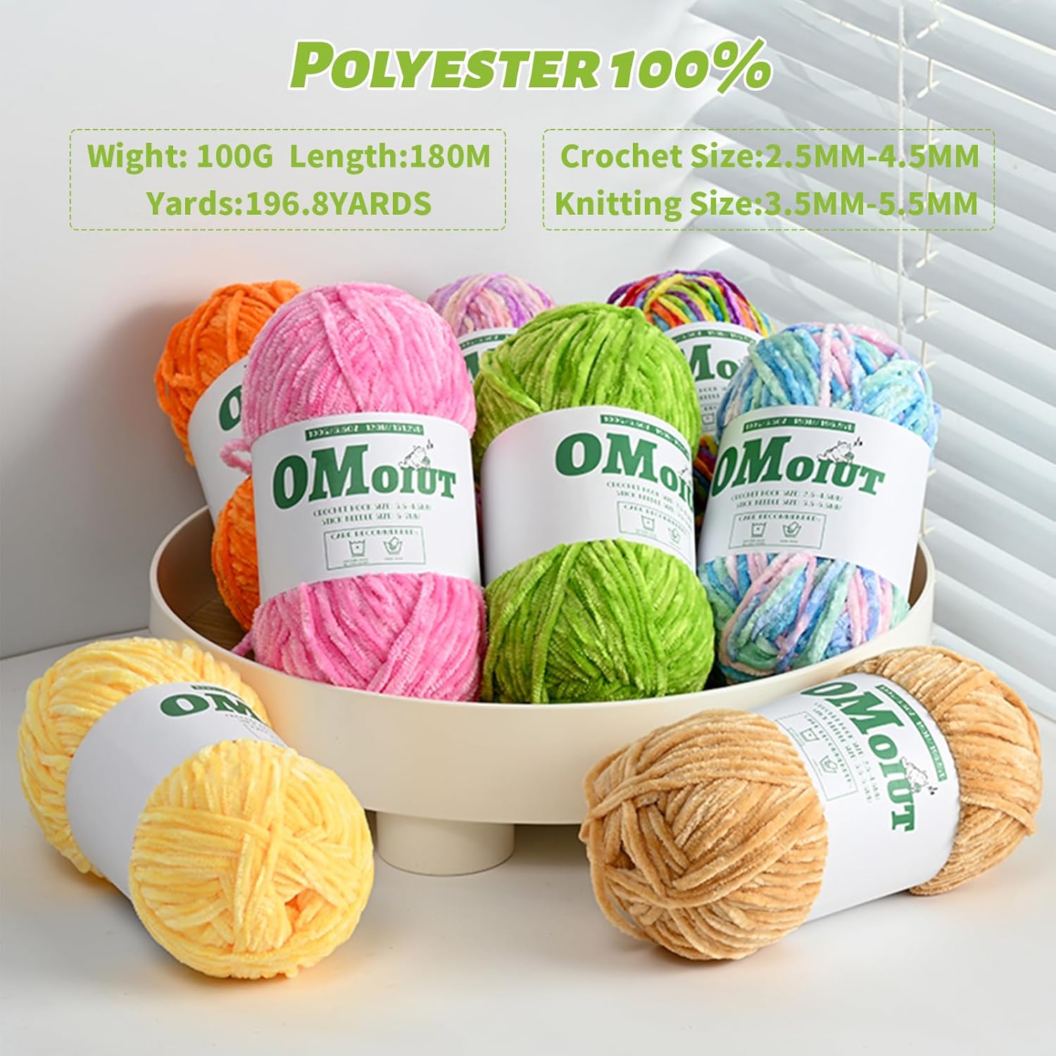 12 Pack Multicolored Fluffy Chenille Yarn, Fuzzy Velvet Baby Blanket Yarn for Crocheting,Fancy Yarn for DIY Craft, (100g/197yds Each) Soft Amigurumi Crochet Yarn Kit
