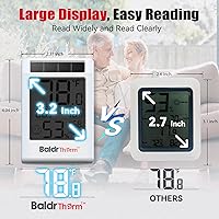 Vista 7 de BaldrTherm Room Thermometer Indoor Humidity Meter, Solar-Powered 3.2'' Digital Temperature Sensor Monitor with Max/Min Reading, Comfort Indicator
