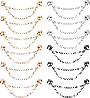 12 Pcs Heart Round Magnetic Clothing Clips with Chain Metal Multi-Function Magnet Button Pins for Fixing Hem of Hijab Scarf Long Pants Legs Sleeves of Shirts T-Shirt Shortening
