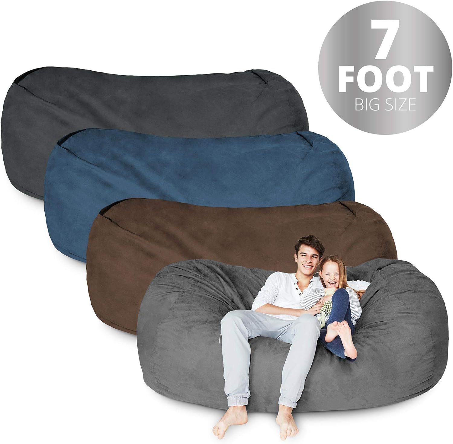 Lumaland Bean Bag Chair 7 Foot & Red Microsuede Cover