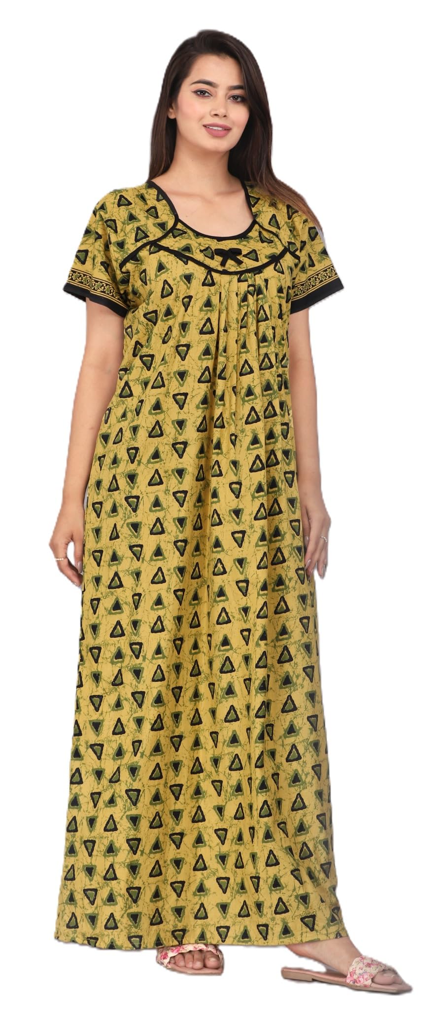 diamo Pure Cotton Embroidery Nighty for Women's | Night Gown | Nighty | Nightdress | Maxi | Sleepwear | Jaipuri Nighty | Nighties | Cotton Night Gown (Size Free)-picture-24
