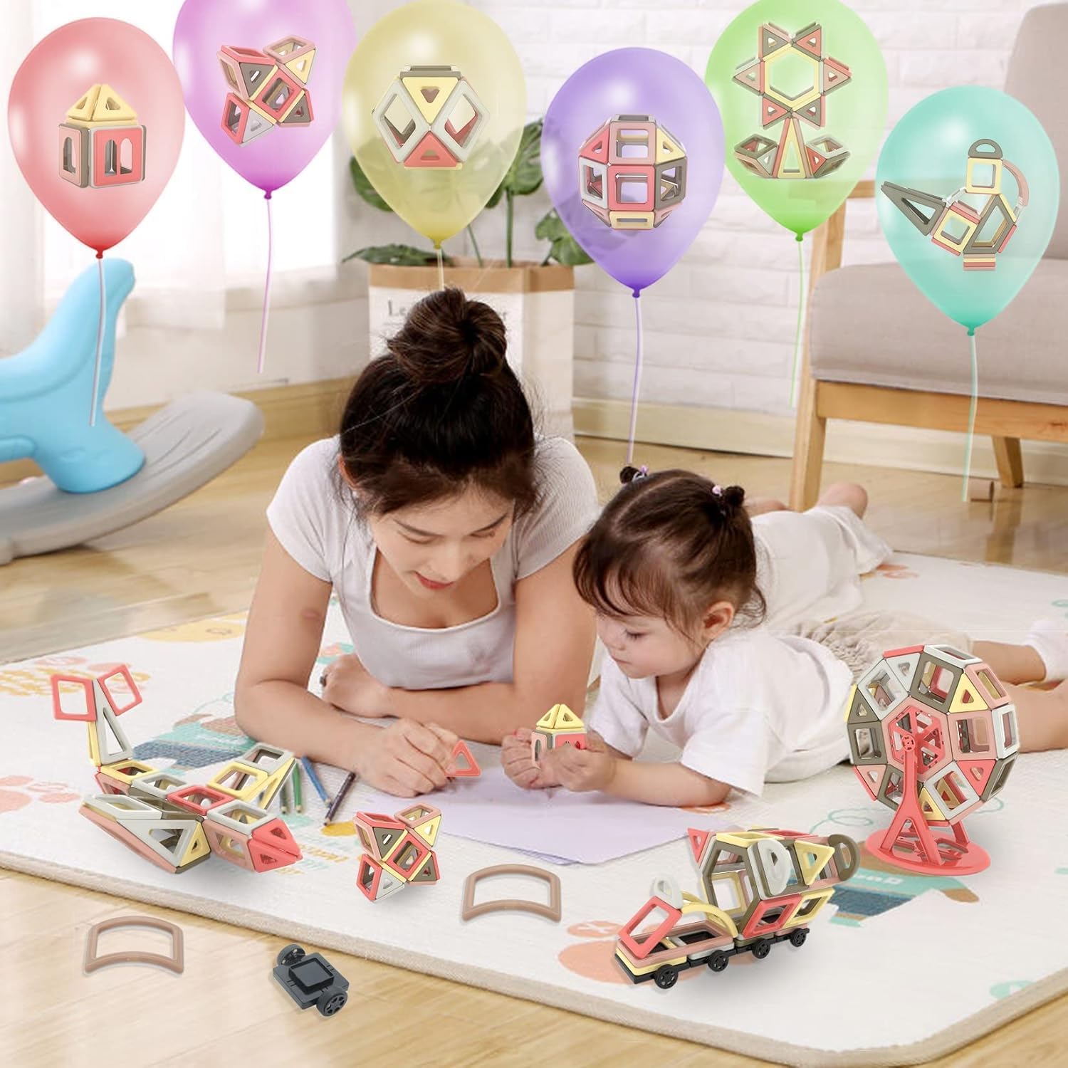 ASOK 149 Piece Magnetic Blocks Building Tiles Educational Construction Toy Set STEM Playset for 3 4 5 6 7 Years Old Boys Girls Gifts - Image 3