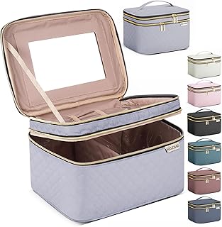 HXLGMD Bolsa grande de maquillaje con espejo,...