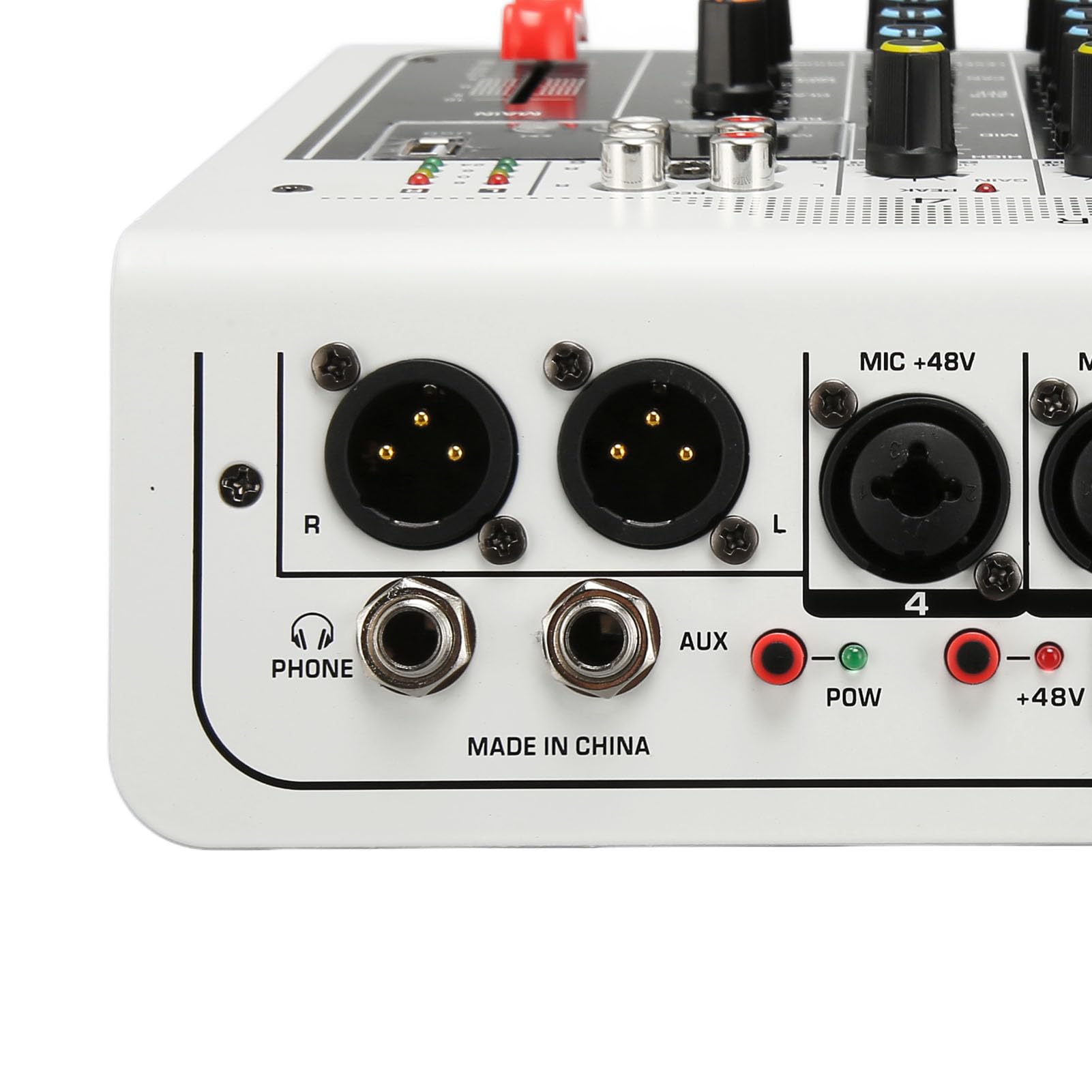 Generic Sound Mixer 4 Channel Mixer mit Integriertem DPS -Prozessor für Verbesserte Soundeffekte - Geeignet für Aufnahmestudios ABS, Eisen (EU -Stecker 100‑240V)