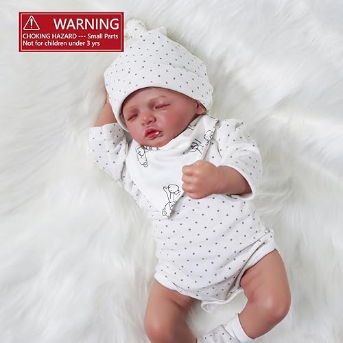 Miniatura 6 de Muñeca de bebé de 18 pulgadas, muñecas realistas recién nacidas, extremidades de vinilo de silicona suave con cuerpo de algodón pesado, muñeca de