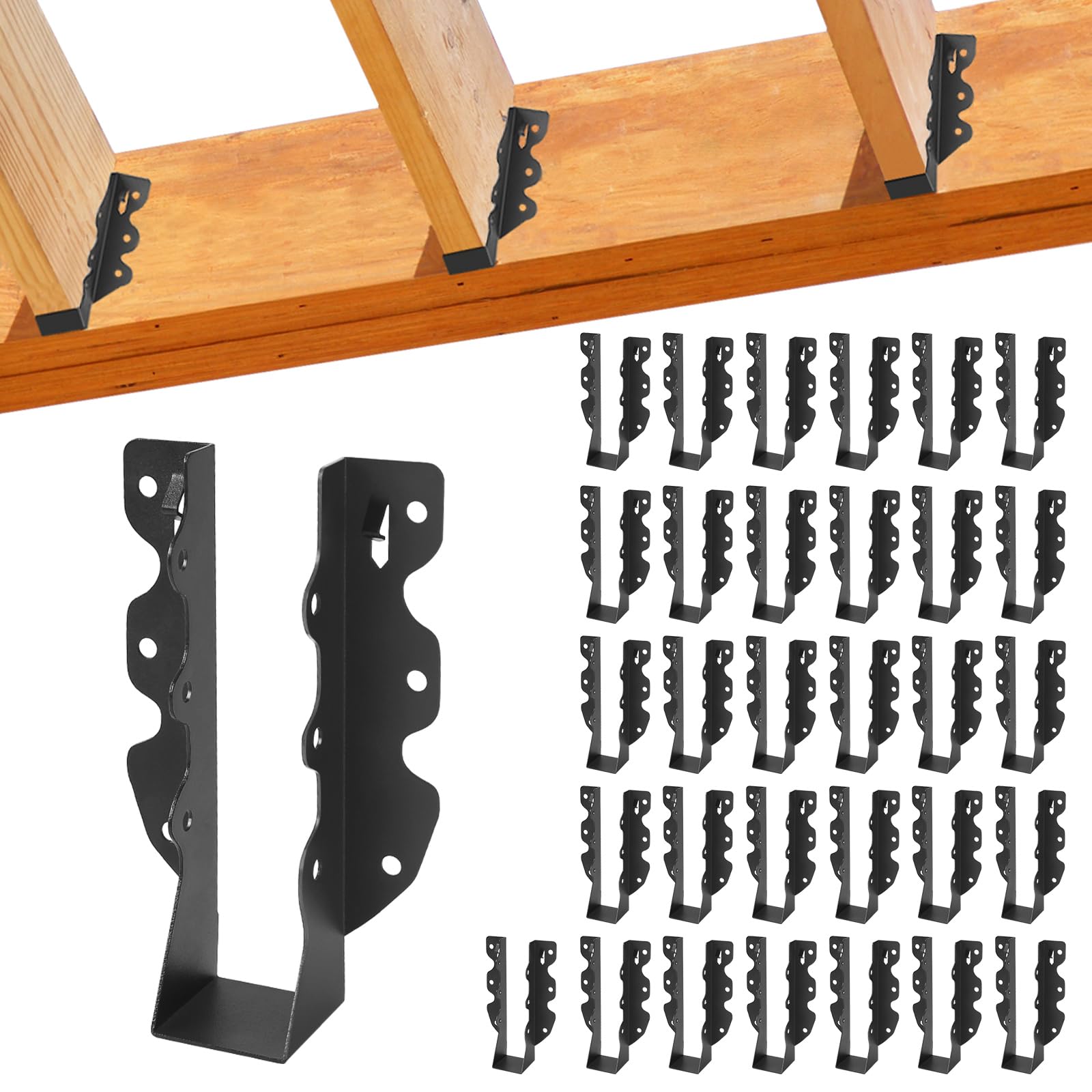 32 Joist Hangers - Black Steel Rafter Ties -18