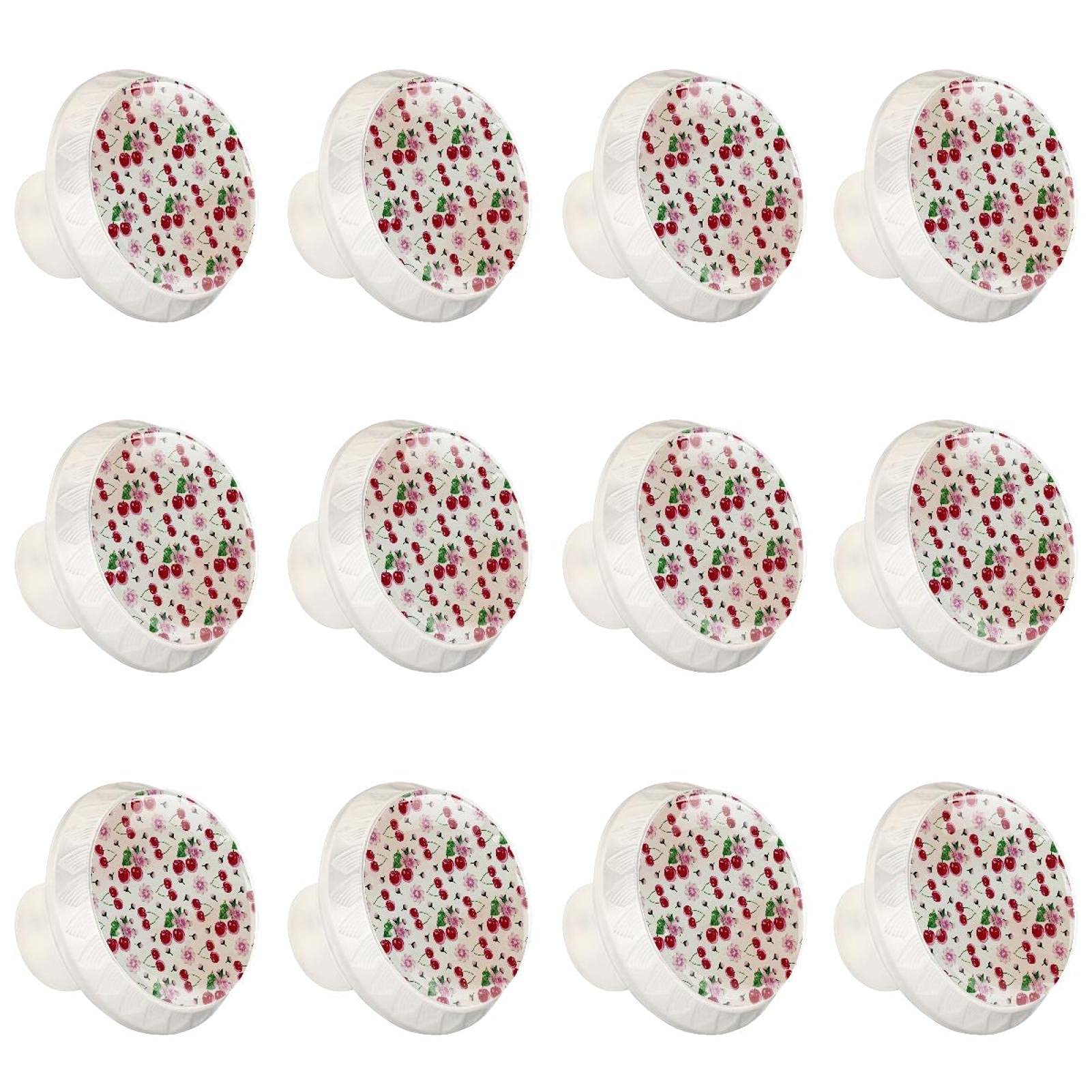 Poignée de meuble ronde céramique fleur rouge lot de 12 boutons de placard