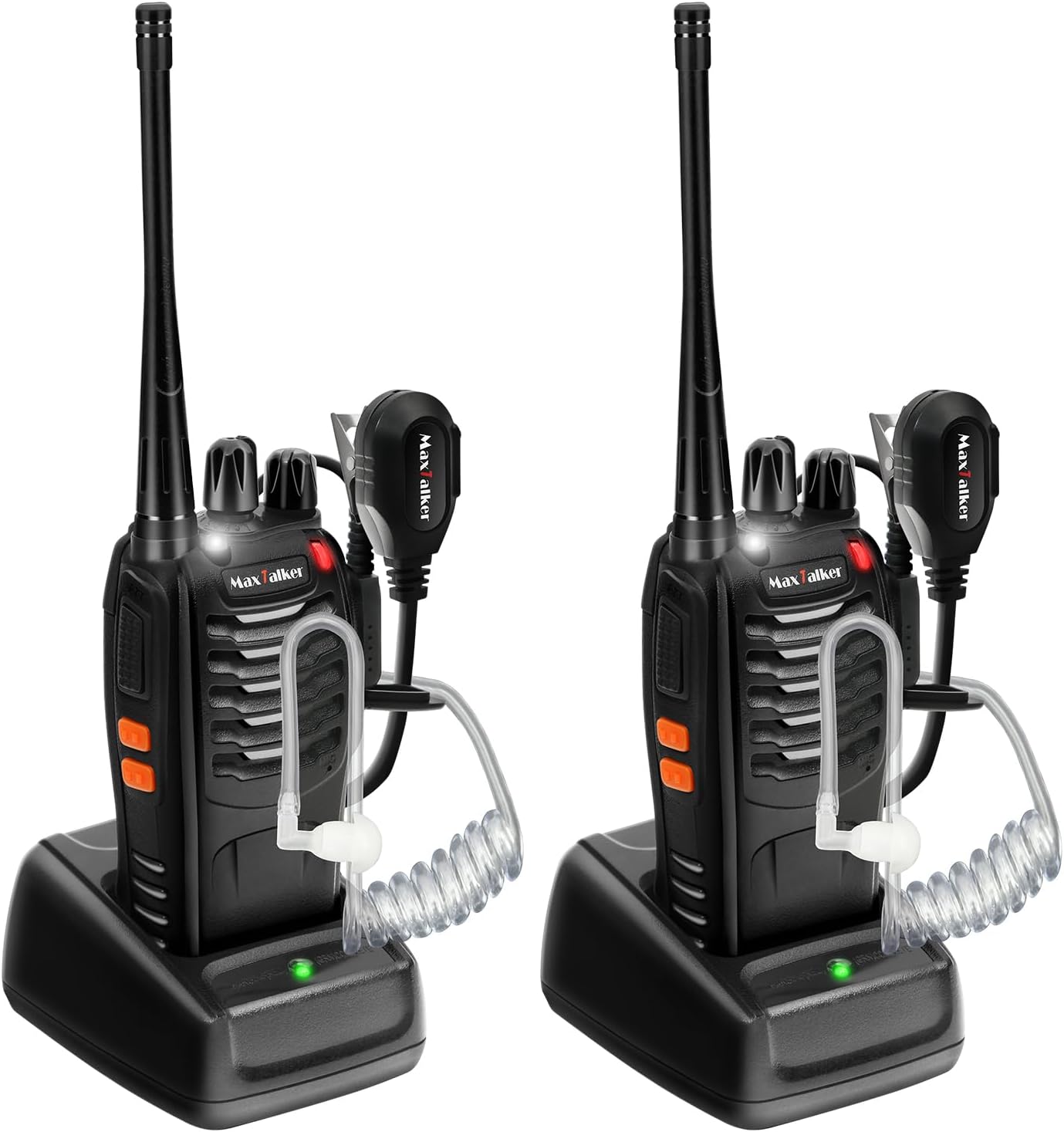 Rechargeable Walkie Talkies Long Range: MaxTalker MT-8S Walkie Talkie with Earpiece, Flashlight, VOX 1500mAh Battery, Walkie Talkies for Adults Business, Hunting Camping Essentials, 2 Pack