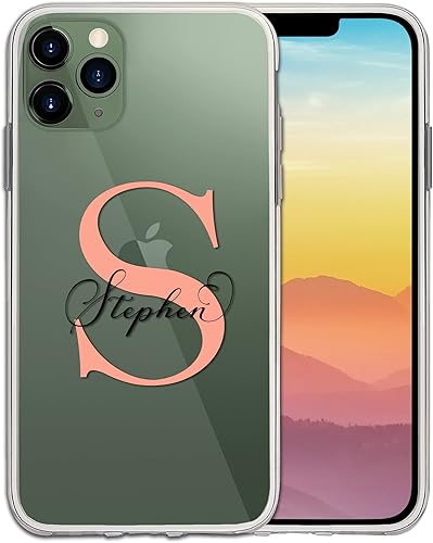 Funda para teléfono con monograma con nombre inicial personalizado, escritura a mano, compatible con iPhone 15 14 13 12 11 X XS XR 8 7 Mini Pro Max