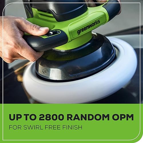 Miniatura 5 de Greenworks Potente pulidor y pulidor inalámbrico para automóvil de 24 V, almohadilla de 10 pulgadas y 2800 RPM con 4 capó de pulido, batería de 2.0