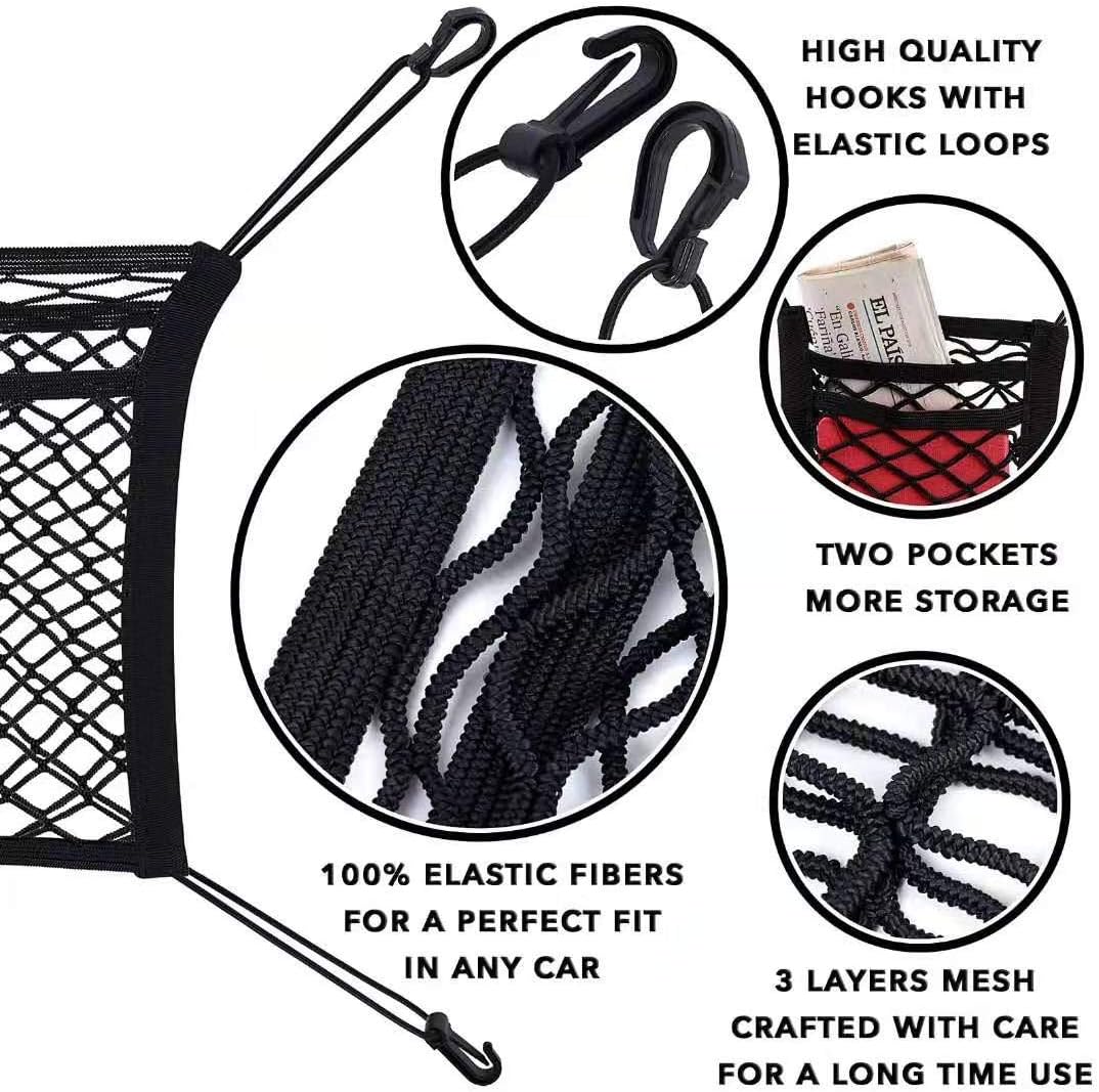 Tonruy Car Dog Barrier,Dog Car Net Barrier,Pet Barrier,Auto Safety Mesh Organizer,Safety Car Divider for Children and Pets,2 Layer-Large : Pet Supplies
